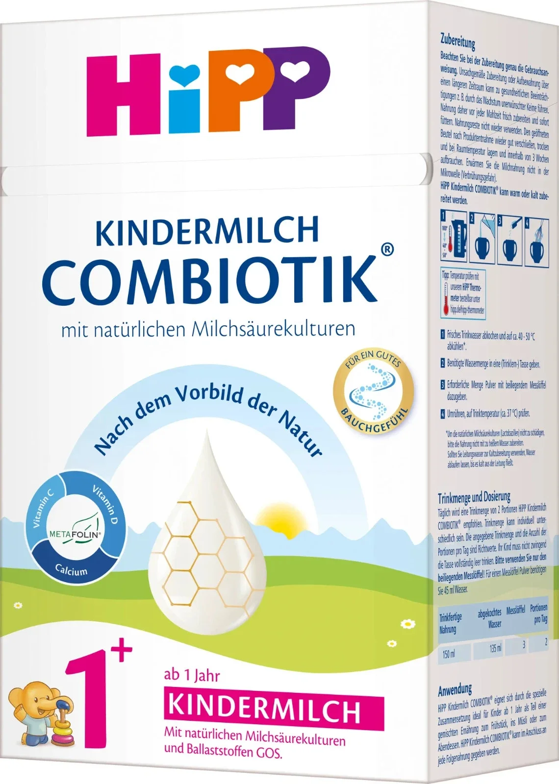 HiPP Kindermilch Combiotik 1+ Babynahrung Packung